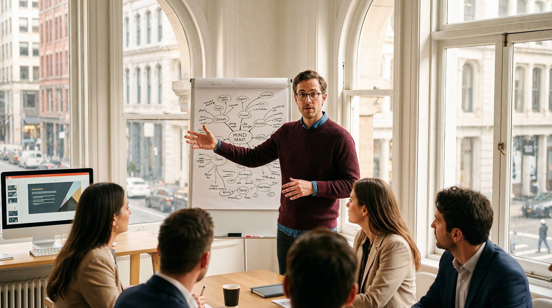 corporate-travel-management-team-meeting Corporate team discussing travel planning strategy during a business meeting