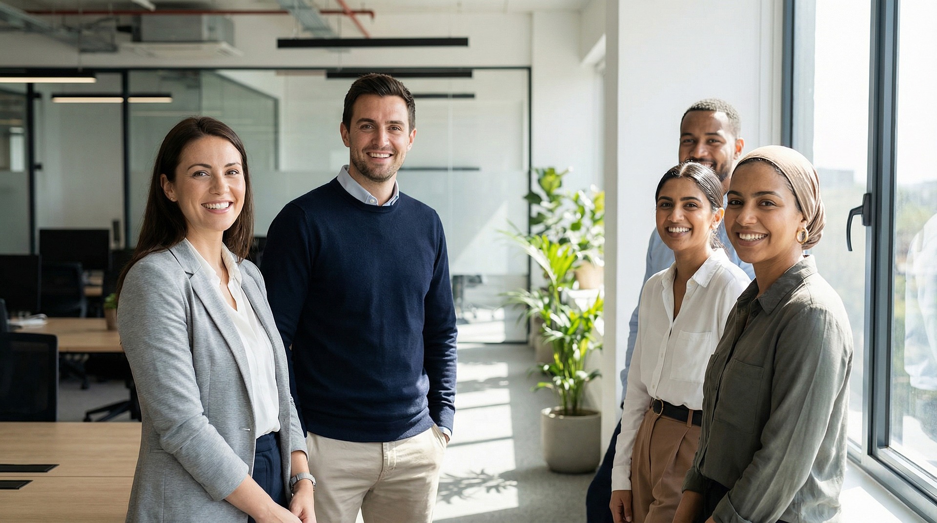 corporate-team-business-travel-experience Corporate team in modern office representing smooth and comfortable business travel experience